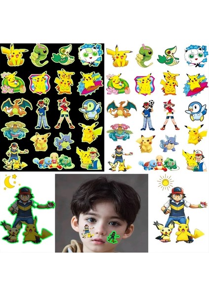 Stil 6 Yeni Pokemon Aydınlık Dövme Çıkartmalar Su Geçirmez Sevimli Pikachu Etiket Komik Karikatür Çocuk Kız Noel Doğum Günü Hediyesi Ödül Oyuncak (Yurt Dışından)