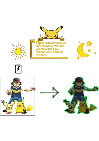 Stil 6 Yeni Pokemon Aydınlık Dövme Çıkartmalar Su Geçirmez Sevimli Pikachu Etiket Komik Karikatür Çocuk Kız Noel Doğum Günü Hediyesi Ödül Oyuncak (Yurt Dışından)