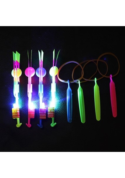 01-Blue 10/1 Adet Çocuk Ok Roket Oyuncaklar Aydınlık Flaş LED Aydınlatma Up Lastik Bant Mancınık Oyunları Açık Elastik Hızlı Uçan Hediyeler (Yurt Dışından)