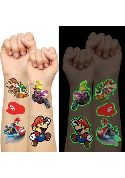 Stil 6 Süper Mary Aydınlık Dövmeler Çıkartmalar Su Geçirmez Sevimli Mario Etiket Karikatür Figürü Cosplay Sahne Parti Dekorasyon Çocuk Hediyeler Oyuncaklar (Yurt Dışından) modelleri