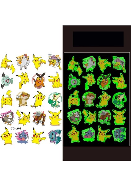 C002-YGPK-1PCS Sevimli Aydınlık Pokemon Dövme Çıkartmalar Pikachu Aksiyon Figürü Pokeball Charmander Geçici Dövmeler Oyuncak Çocuklar Için Doğum Günü Hediyesi (Yurt Dışından)