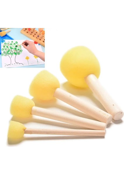 Resim Olarak 1 Takım Sünger Fırça Plastik Saplı Boya Fırçaları Boya Fırçası Rulo Çocuk Çocuk Dıy Grafiti Boyama Çizim Araçları (Yurt Dışından)