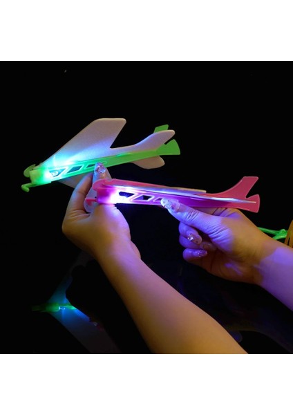 A-Rastgele Renk 1/3 Adet LED Işıklı Sapan Uçak Mancınık Uçak Çocuklar Uçan Oyuncak LED Işık Oyuncaklar Parti Eğlenceli Hediye Lastik Bant Mancınık Düzlem (Yurt Dışından)