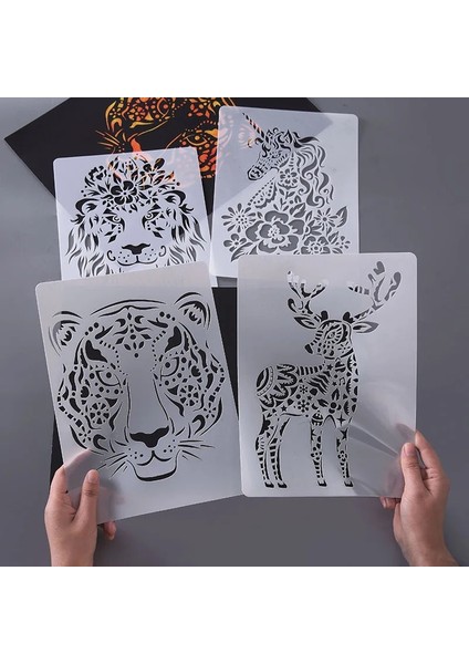 B2 5 Adet/takım Boyama Çocuk Oyuncakları Şablonlu Şablon Dıy Scrapbooking Boyama Kaplan Aslan Fil Cetvel Çocuk Eğitici Oyuncaklar (Yurt Dışından)
