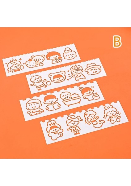 B 4 Adet/takım Karikatür Çok Fonksiyonlu Içi Boş Cetvel Boyama Çizim Şablonu Eğrisi Desen Cetvel Montessori Çocuk Oyuncak Dıy Günlüğü Gadget (Yurt Dışından)