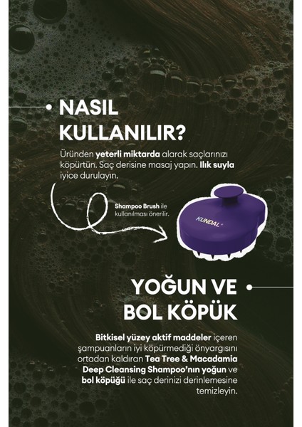 Sorunlu Saç Derisine Özel Şampuan KUNDAL Tea Tree & Macadamia Deep Cleansing Shampoo Cherry Blossom