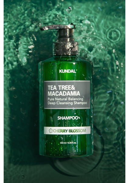 Sorunlu Saç Derisine Özel Şampuan KUNDAL Tea Tree & Macadamia Deep Cleansing Shampoo Cherry Blossom