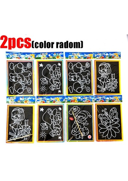 2 Adet-Renk Radom Çocuk Renkli Kazıma Boyama Dıy Yapımı Scratch Sanat Kağıdı Sihirli Boyama Kağıdı ile Çizim Sopa Oyuncaklar Oyunu Çocuklar (Yurt Dışından)