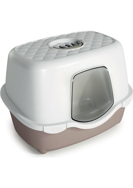 Tres Chic Karbon Filtreli Kapalı Kedi Tuvaleti Beyaz/Bej 56x39x39 cm