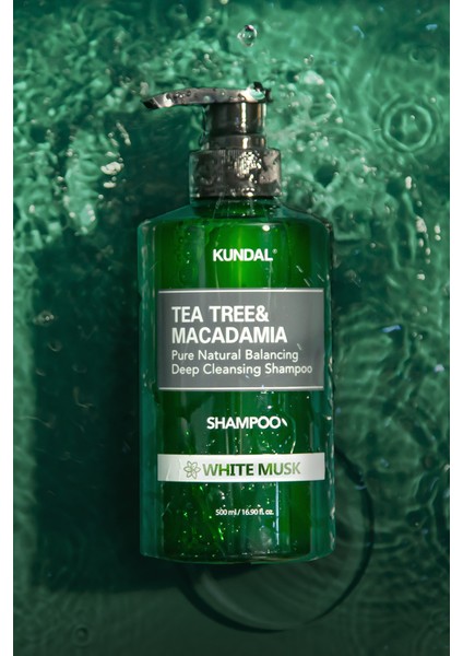 Sorunlu Saç Derisine Özel Şampuan KUNDAL Tea Tree& Macadamia Deep Cleansing Shampoo 500ml White Musk