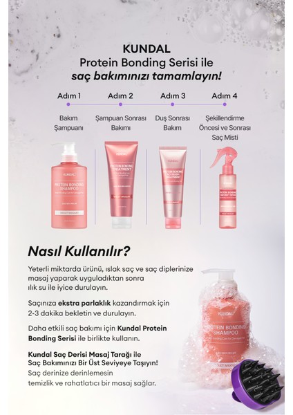 Yoğun Onarıcı ve Isı Koruyucu Bakım Şampuanı KUNDAL Protein Bonding Shampoo 500ml Violet Muguet