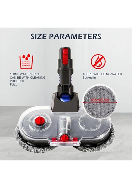 Dyson V7 V8 V10 V11 V15 Için Elektrikli Paspas Başlığı Aparatı, 6 Parça Yıkanabilir Paspas Pedleri ile Çift Döner Motor (Yurt Dışından)
