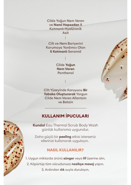 Nemlendirici ve Arındırıcı Tanecikli Vücut Yıkama Jeli KUNDAL Scrub Body Wash 500ml (Violet Muguet)