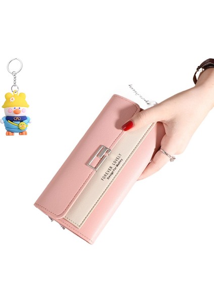 Bayan Cüzdan Kadın Clutch Uzun Üç Katlı Cüzdan Toka Çoklu Kart Yuvası Para Cüzdanı (Yurt Dışından)