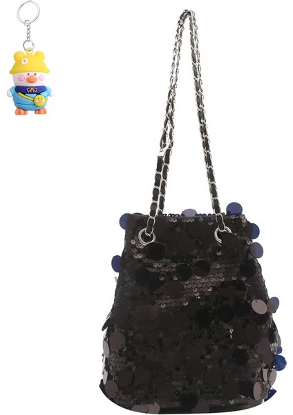 Pullu Çanta Kadın Çanta Çok Yönlü Zincir Crossbody Çanta Omuz Kova Çanta (Yurt Dışından)