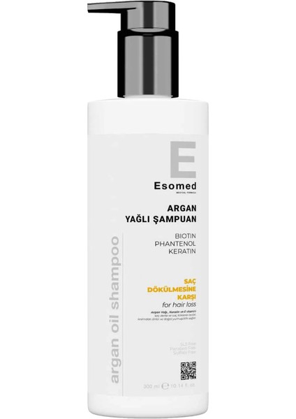 Saç Dökülmesine Karşı Argan Yağlı Biotin, Keratin, E vitamini ve Bitki Özlü Şampuan 300ml
