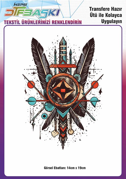 Ütü ile Yapışan Vintage Bohemian Tekstil Dtf Baskı