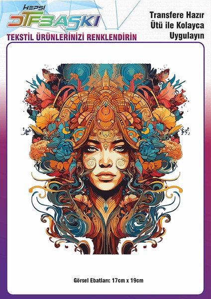 Ütü ile Yapışan Vintage Bohemian Tekstil Dtf Baskı