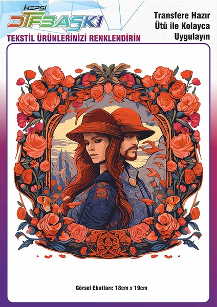 Ütü ile Yapışan Vintage Bohemian Tekstil Dtf Baskı