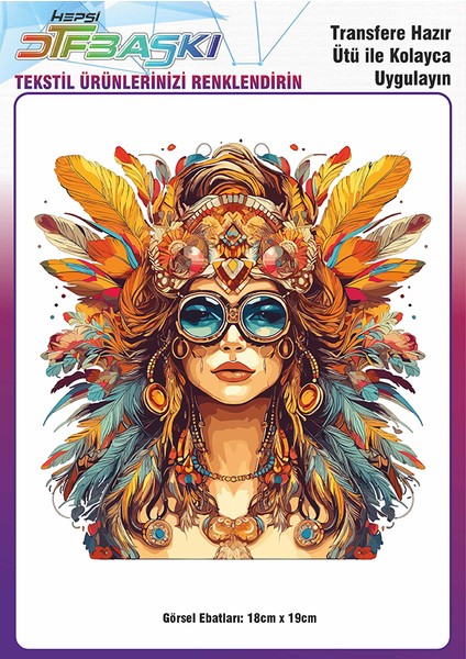 Ütü ile Yapışan Vintage Bohemian Tekstil Dtf Baskı