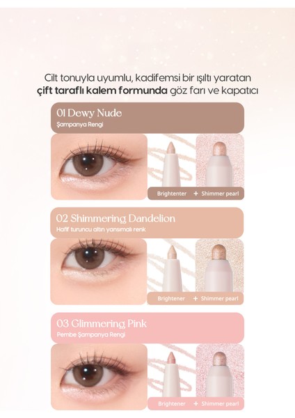 Çift Taraflı Kapatıcı ve Işıltılı Kalem Far PERIPERA Sugar Twinkle Duo Eye Stick (05 Frozen Pink)