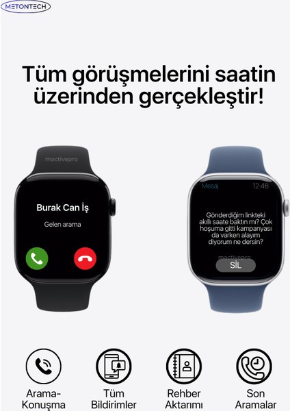 MactivePro Watch HK10 Pro Max+ Plus Amoled Akıllı Saat Kordon Tüm Akıllı Telefonlara Uyumlu Akıllı Saat Siyah