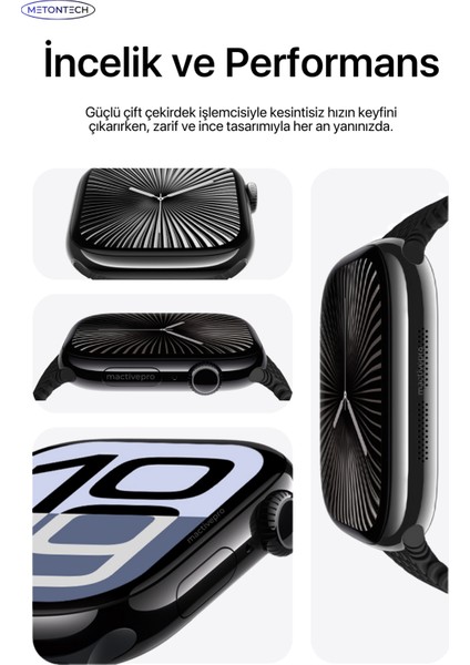 MactivePro Watch HK10 Pro Max+ Plus Amoled Akıllı Saat Kordon Tüm Akıllı Telefonlara Uyumlu Akıllı Saat Siyah