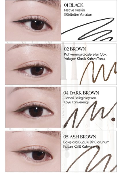 Suya Dayanıklı, İnce Uçlu Göz Kalemi CLIO Sharp So Simple Waterproof Pencil Liner (03 Cacao Brown) modelleri