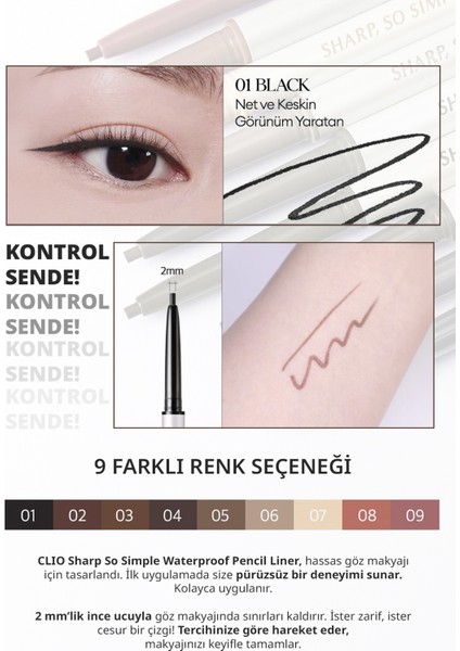 Suya Dayanıklı, İnce Uçlu Göz Kalemi CLIO Sharp So Simple Waterproof Pencil Liner (01 Black) fiyatları