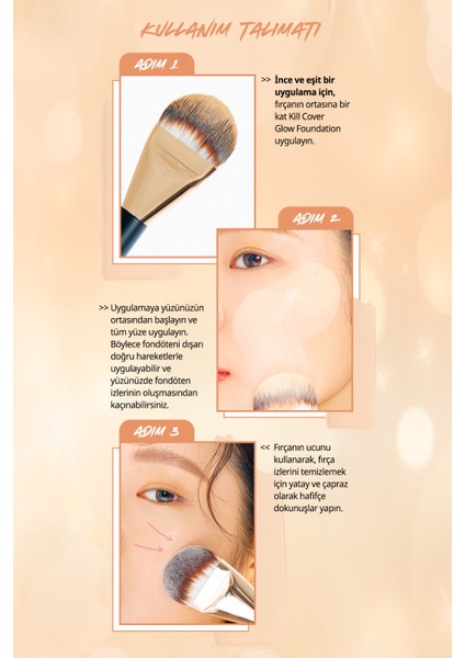 Yoğun Işıltılı&Kapatıcı Fondöten Fırça Set CLIO Kill Cover Glow Foundation SPF50+PA++++ 3-By Linen