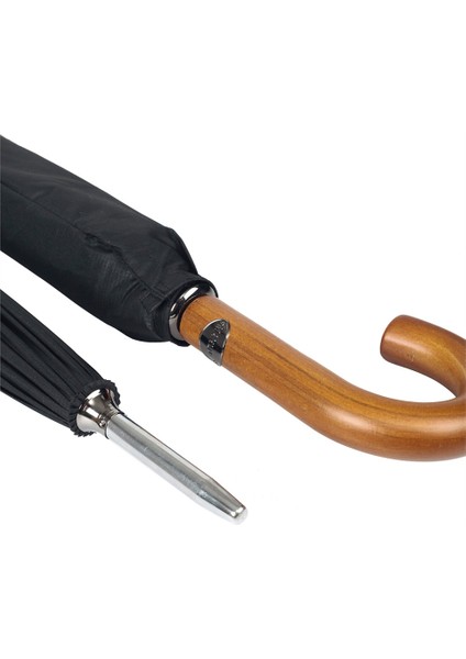 Siyah Ekose Ahşap Saplı 16 Çelik Telli Premium Lüks Erkek Baston Şemsiye M21MARMPR1025R002 indirimleri