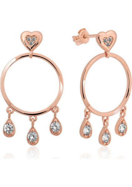 Gümüş Kalp Detaylı Halka Kadın Küpe CSR2182979