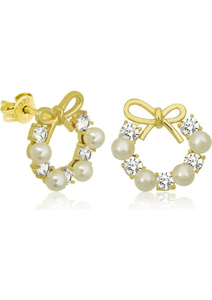 Gümüş Inci Kurdele Çivili Kadın Küpe CSR2184106