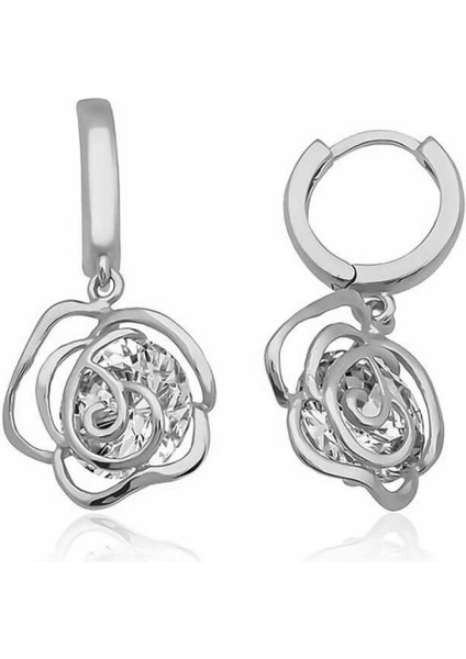 Gümüş Sallantılı Gül Kadın Küpe CSR2184427