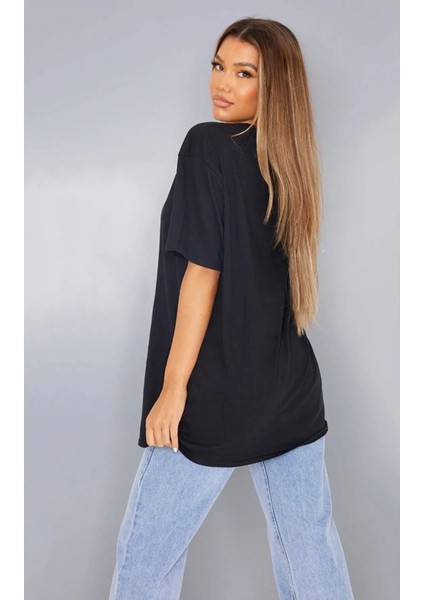 Kadın / Kız Siyah ve Beyaz 2 Adet Oversize T-Shirt