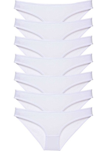7 Adet Süper Eko Set Likralı Kadın Slip Külot Beyaz