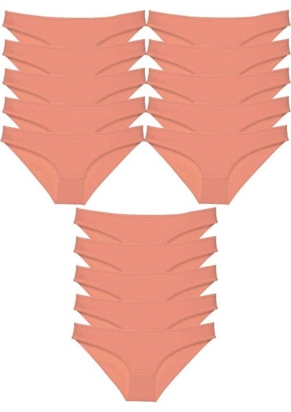 15 Adet Süper Eko Set Likralı Kadın Slip Külot Pudra