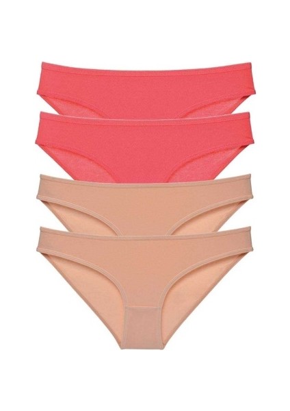 4 Adet Süper Eko Set Likralı Kadın Slip Külot Fuşya Ten