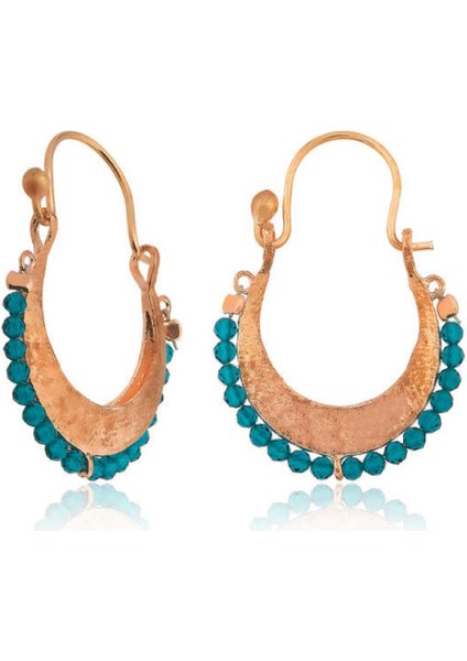 Gümüş Turkuaz Taşlı Bohem Küpe CSR2182929