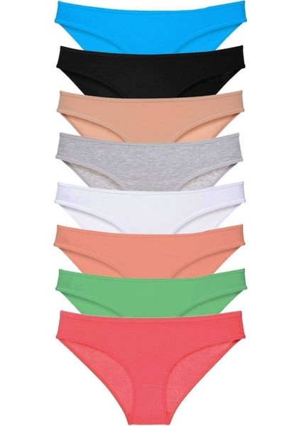 8 Adet Süper Eko Set Likralı Kadın Slip Külot Set 7