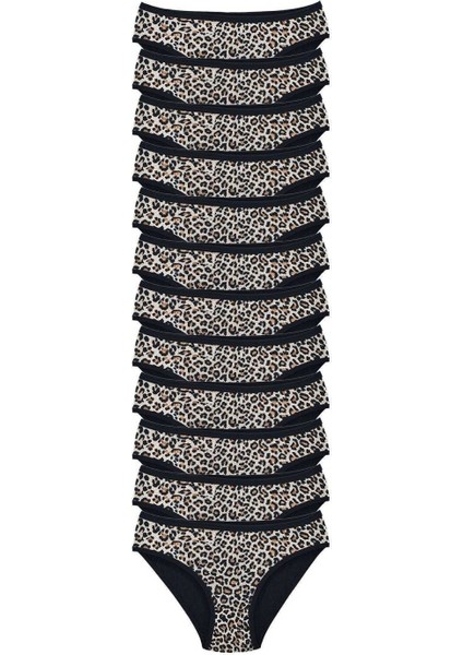 9 Adet Leopar Desenli Likralı Yumuşak Dokulu Kadın Slip Külot