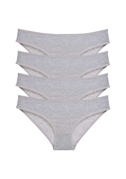 4 Adet Süper Eko Set Likralı Kadın Slip Külot Gri