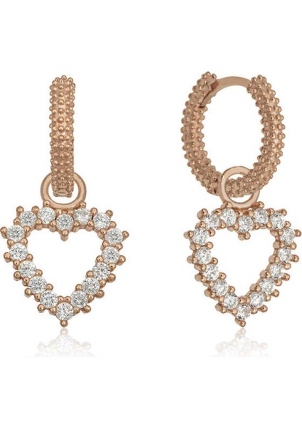 Gümüş Halka Kalp Kadın Küpe CSR2183821