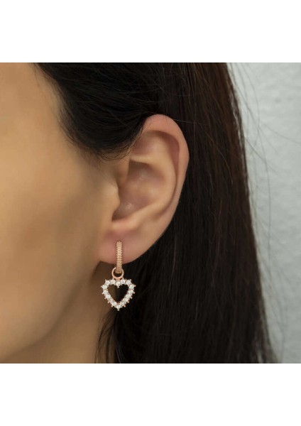 Gümüş Halka Kalp Kadın Küpe CSR2183821 fiyatları