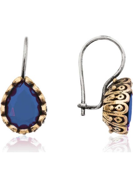 Gümüş Mavi Damla Otantik Kadın Küpe CSR2185394