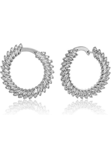 Gümüş Trapez Taşlı Kadın Küpe CSR2183498