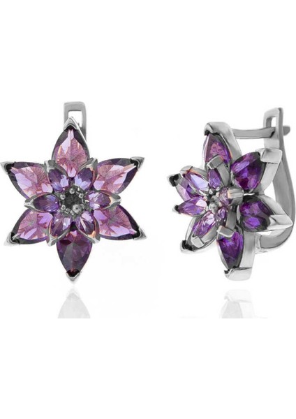 Gümüş Mor Lotus Çiçeği Kadın Küpe CSR2185227