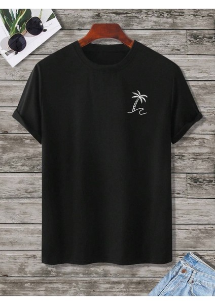 Unisex Palmiye Baskılı Oversize T-Shirt Salaş Boyfirend fiyatları