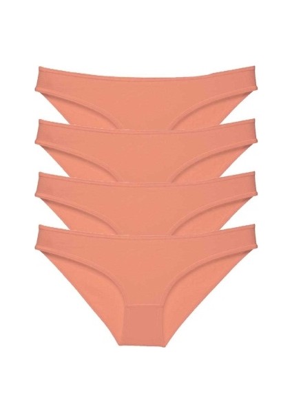4 Adet Süper Eko Set Likralı Kadın Slip Külot Pudra