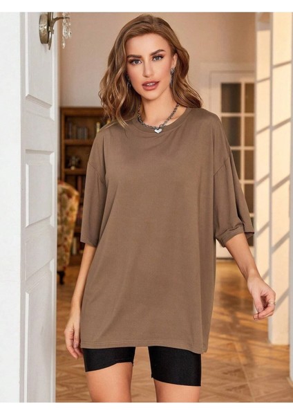 Düz Basic Kadın / Kız Oversize Salas T-Shirt Boyfriend